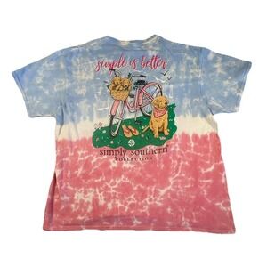 Simply Southern USA Simple is Better Women's T-Shirt XL Tie-Dye Golden Retriever